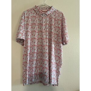 Fore Fathers Mens Golf Polo Shirt Pizza Night Print Size XXL Short Sleeve EUC